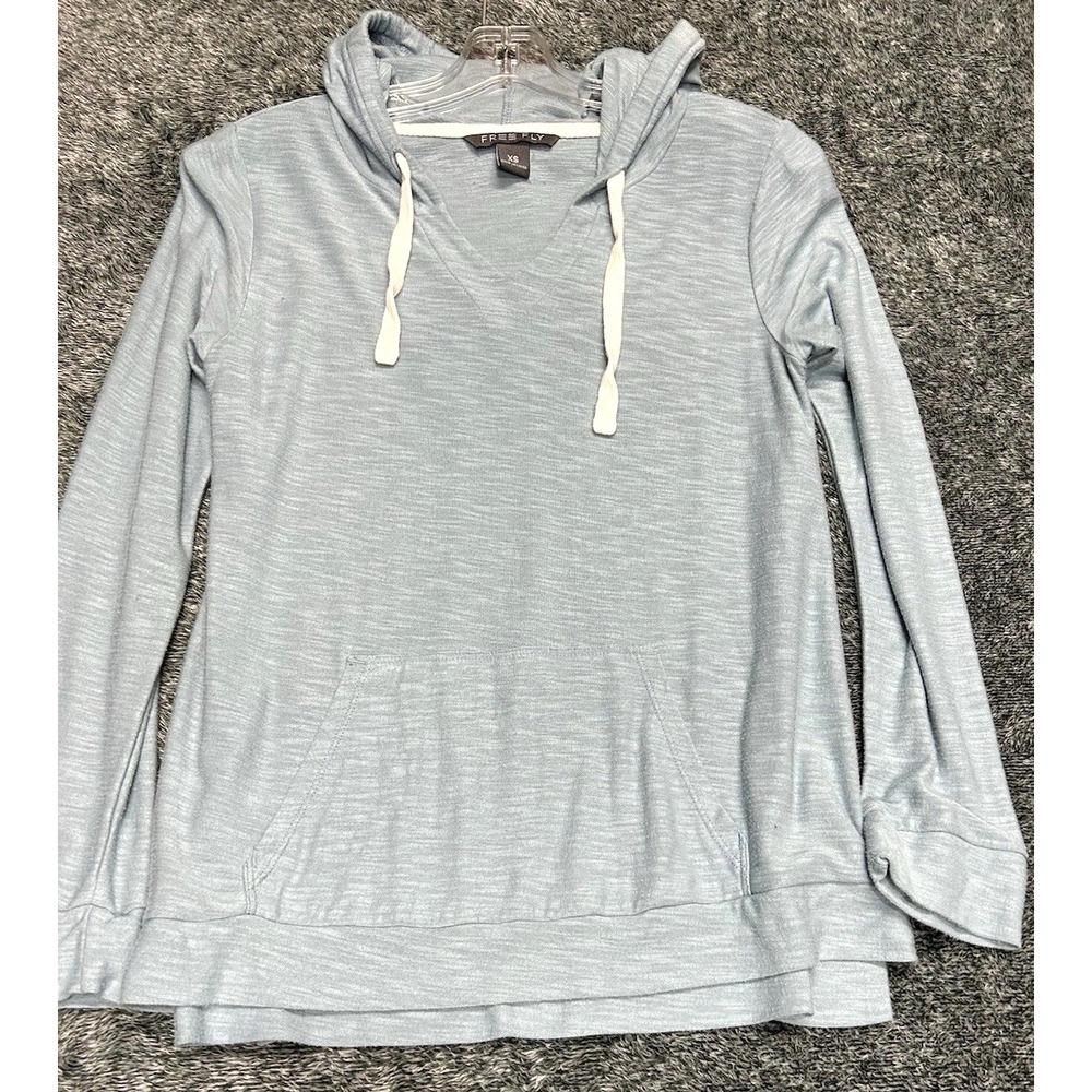 Free Fly Women's XS Light Blue Hoodie V-Neck Pullover (A4)